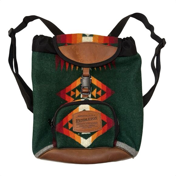 Pendleton Handbags - Pendleton Vintage 90s Wool Leather Mini Backpack Aztec Southwestern PRISTINE